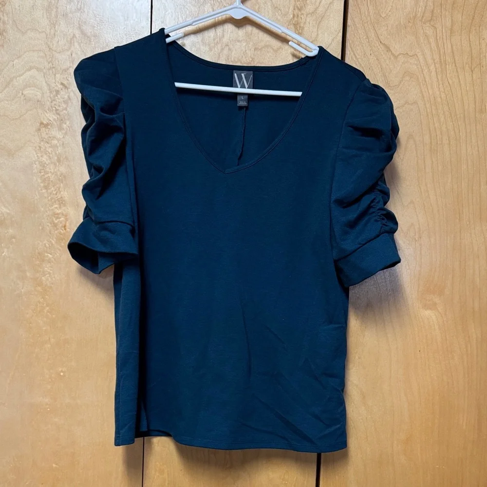 Worthington puffed sleeves V-neck top - Picture 1 of 4